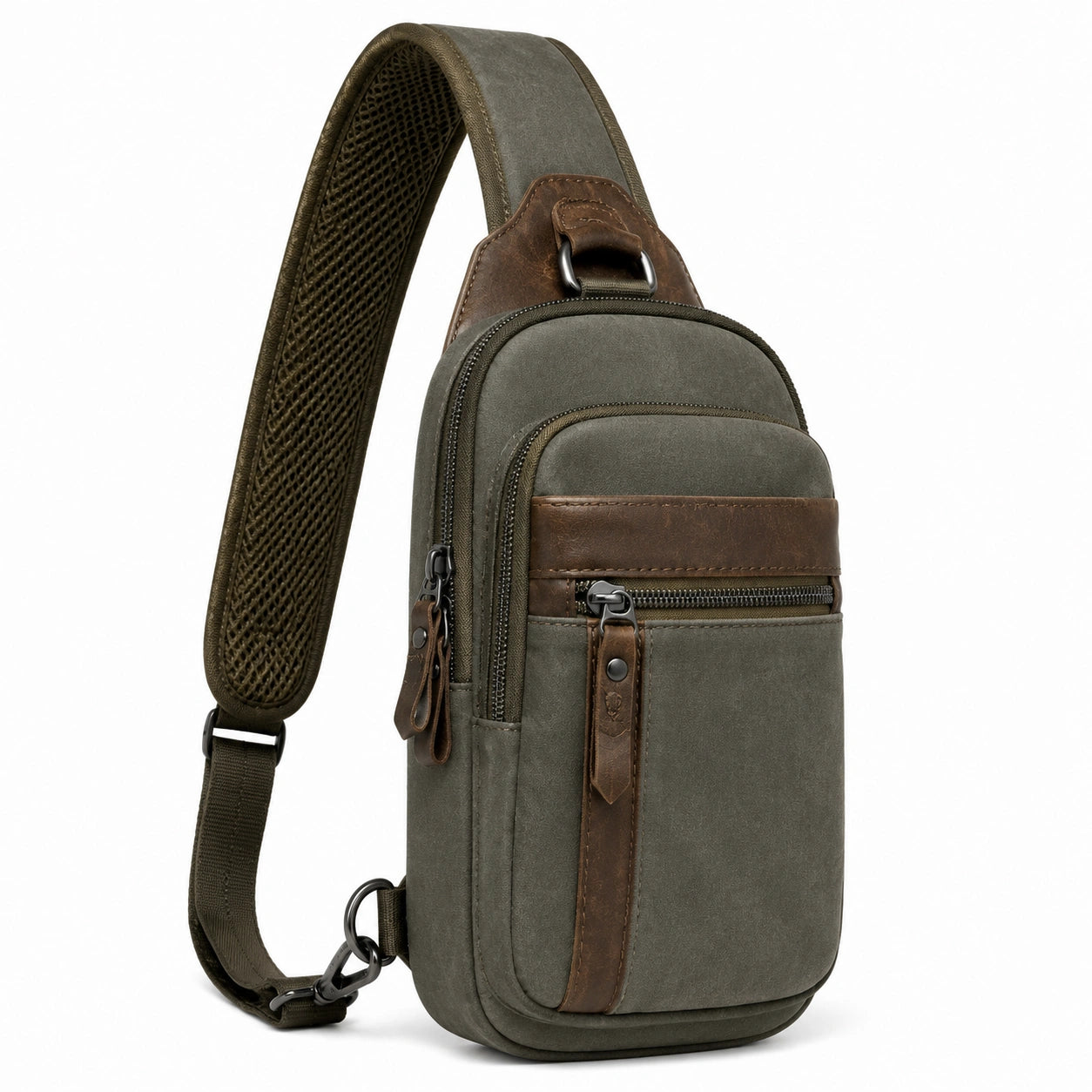 Umh?ngetasche 18 x 8 x 32 cm Textil Olivgr¨¹n Braun mit verstellbarem Schultergurt