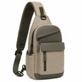 Umh?ngetasche 18 x 8 x 32 cm aus Textil und Kunstleder in Beige Olivgr¨¹n mit verstellbarem Schultergurt