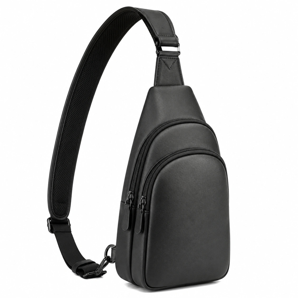 Umh?ngetasche 18 x 8 x 32 cm Schwarz Kunstleder mit Rei?verschluss f¨¹r Alltag