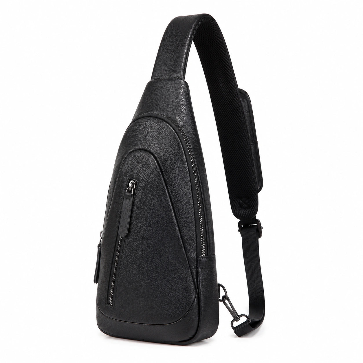 Schultertasche 18 x 8 x 32 cm aus schwarzem Kunstleder mit Rei?verschluss f¨¹r Alltag