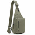 Brusttasche 18 x 8 x 31 cm aus Textil Olivgr¨¹n verstellbar mit Rei?verschlusstaschen