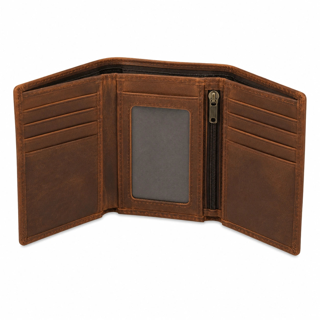 Herren Geldb?rse 12 cm Leder Braun mit Kartenf?chern und M¨¹nzfach