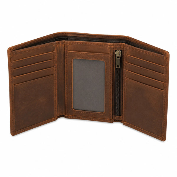 Herren Geldb?rse 12 cm Leder Braun mit Kartenf?chern und M¨¹nzfach