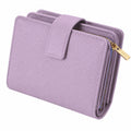 Damen Geldb?rse 14 cm x 10 cm x 3 cm aus Kunstleder Lila mit Rei?verschluss