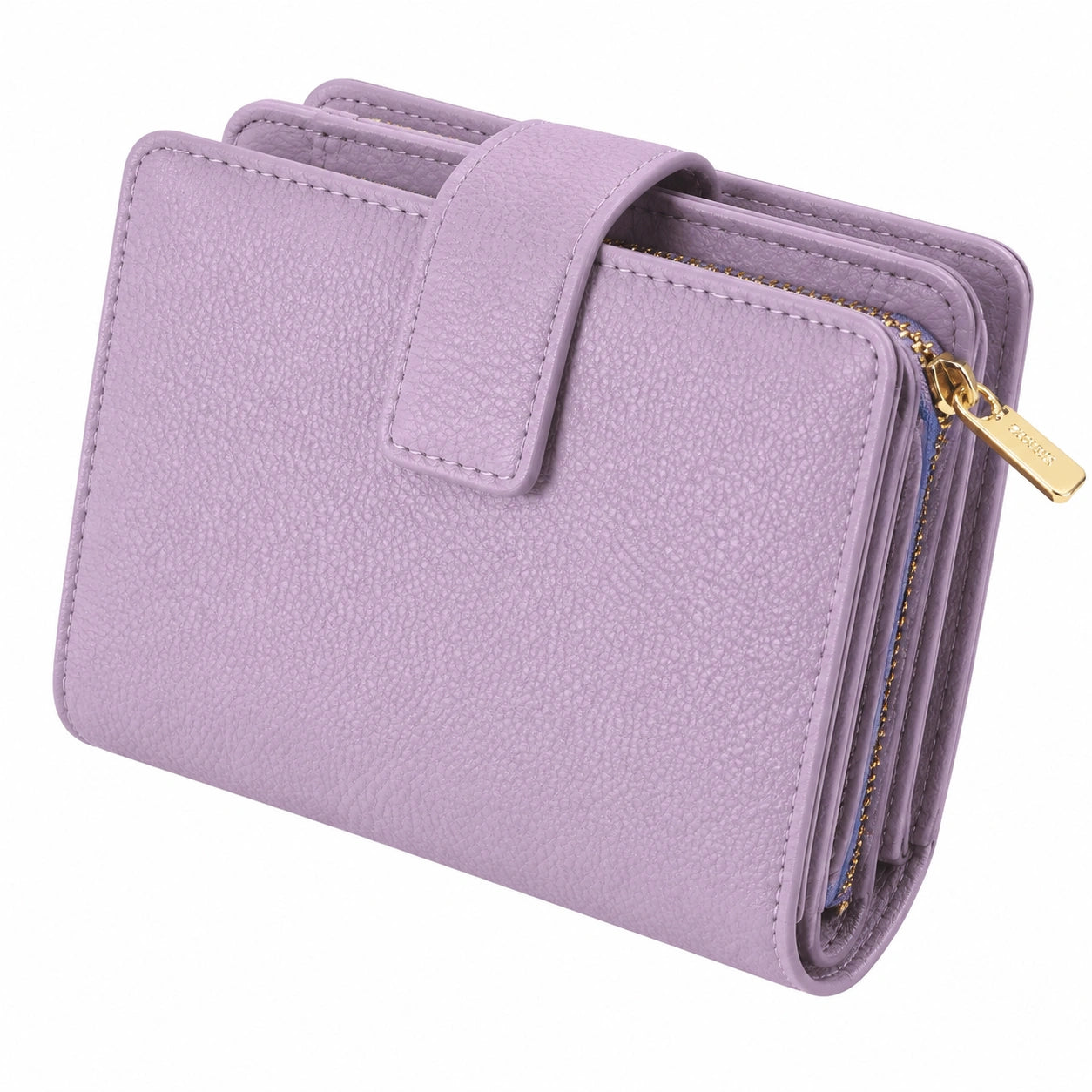 Damen Geldb?rse 14 cm x 10 cm x 3 cm aus Kunstleder Lila mit Rei?verschluss