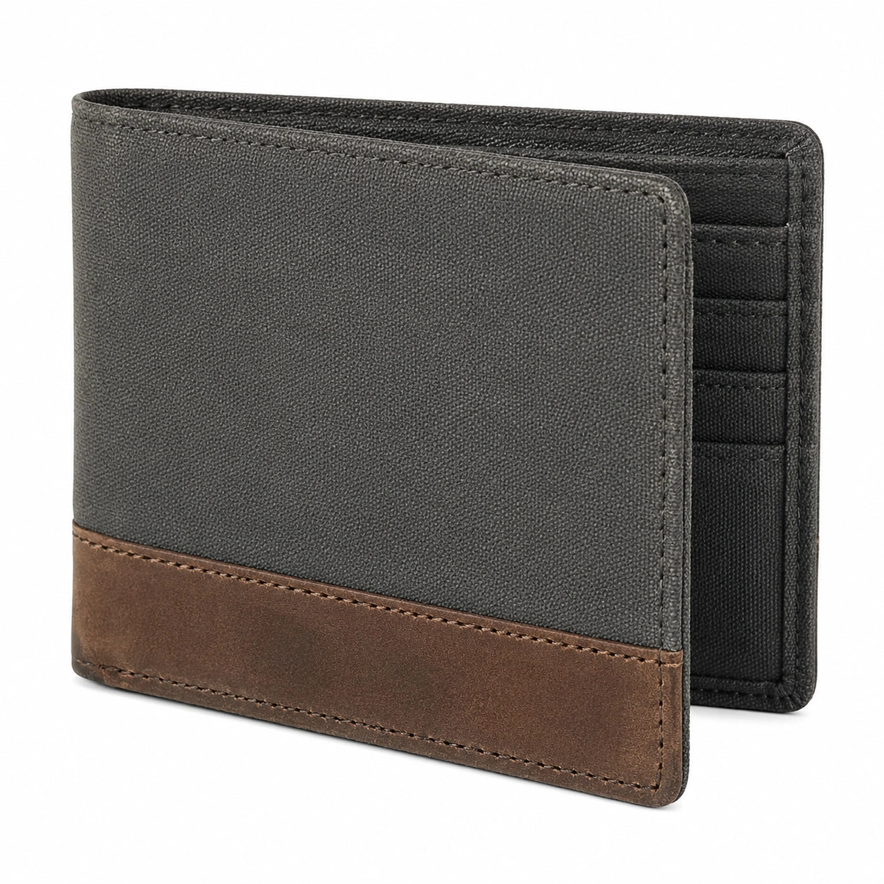 Geldb?rse 12 x 9.5 x 2 cm Kunstleder Schwarz Braun faltbar mit Kartenf?chern