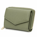 Damen Geldb?rse 21 x 10 x 3 cm Kunstleder Salbeigr¨¹n mit Rei?verschluss und Klappverschluss
