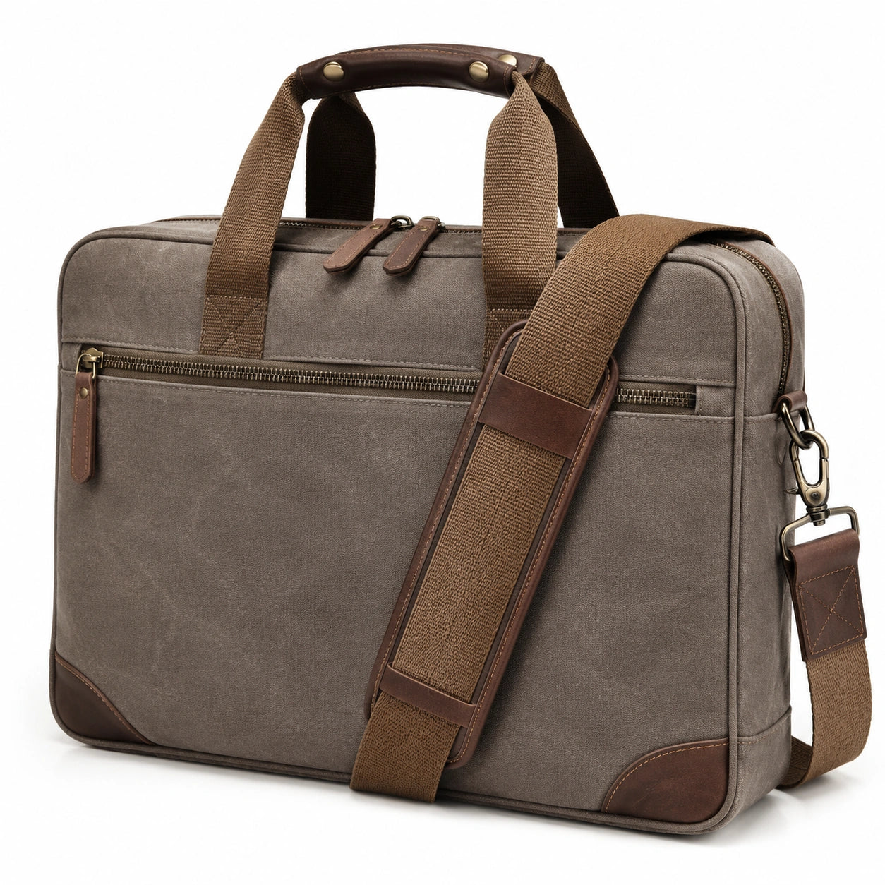 Laptoptasche 40 x 10 x 30 cm Grau Braun Textil mit Kunstlederdetails f¨¹r Arbeit und Alltag
