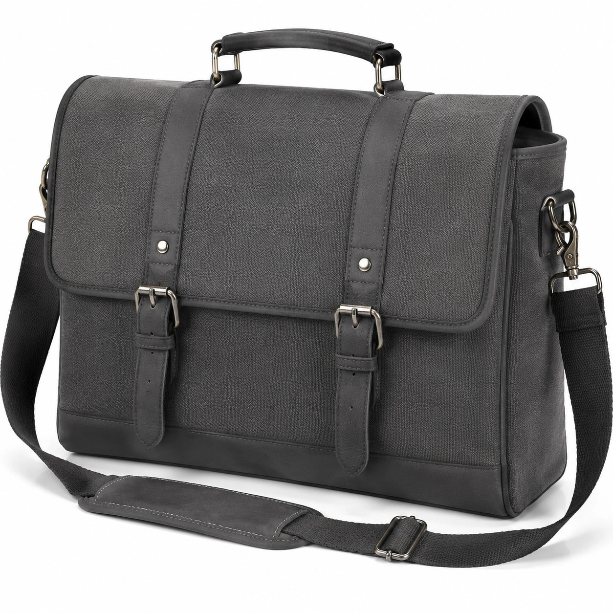 Aktentasche 42 x 14 x 31 cm aus Canvas Dunkelgrau mit Schultergurt f¨¹r B¨¹ro und Alltag