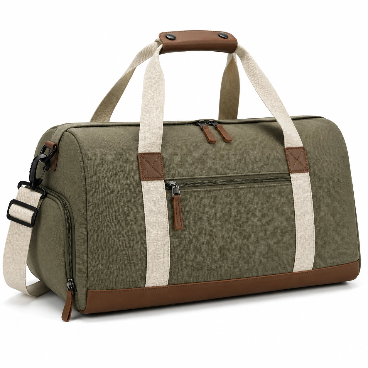 Reisetasche 50 x 25 x 30 cm aus Canvas Olivgr¨¹n mit Kunstlederdetails funktional