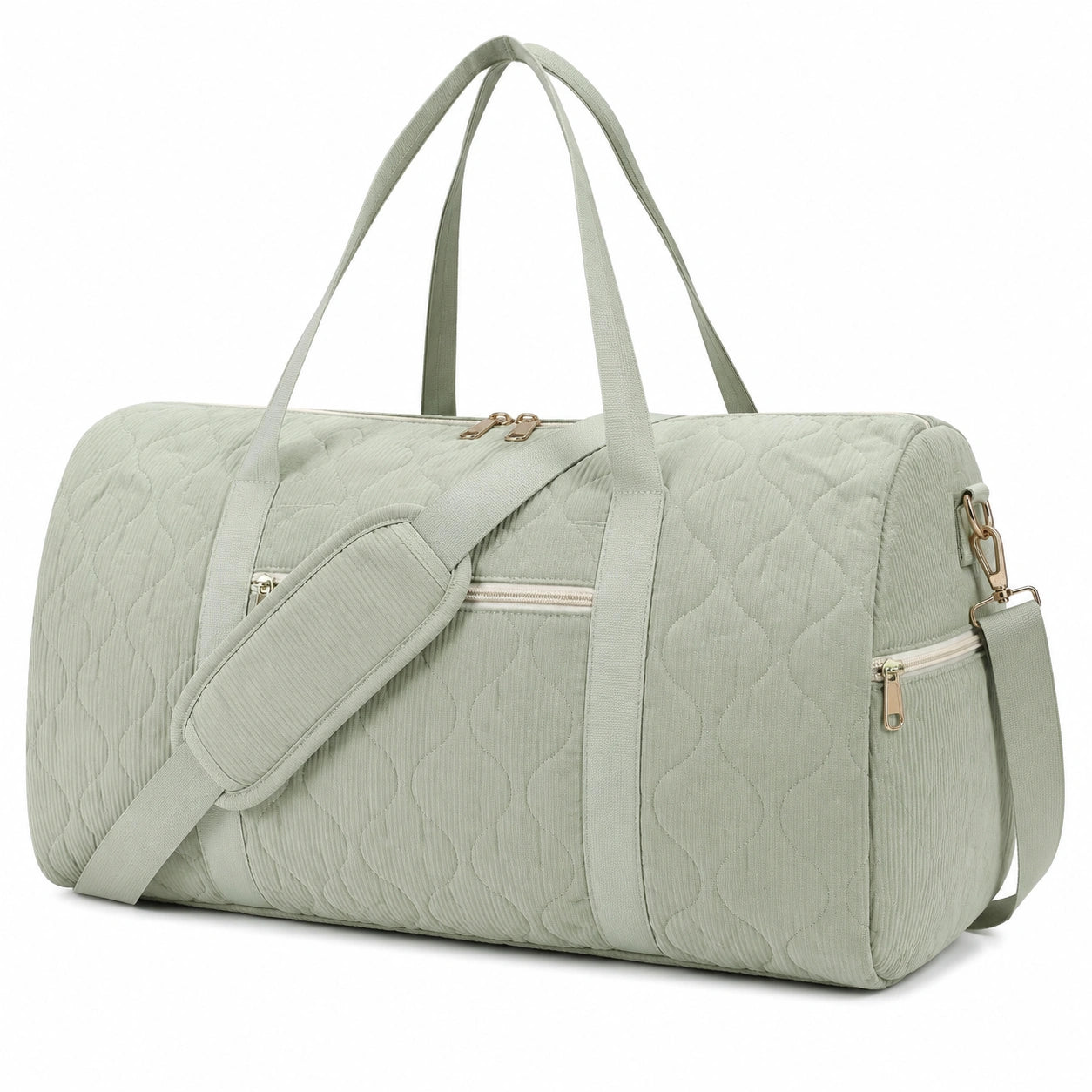 Reisetasche 50 x 25 x 30 cm aus Textil in Salbeigr¨¹n mit Steppung und Schultergurt