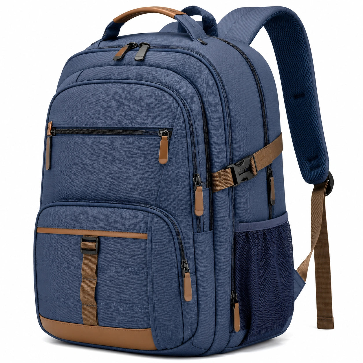 Rucksack 32 x 20 x 46 cm aus Polyester in Dunkelblau Braun mit mehreren F?chern f¨¹r Alltag und Reisen