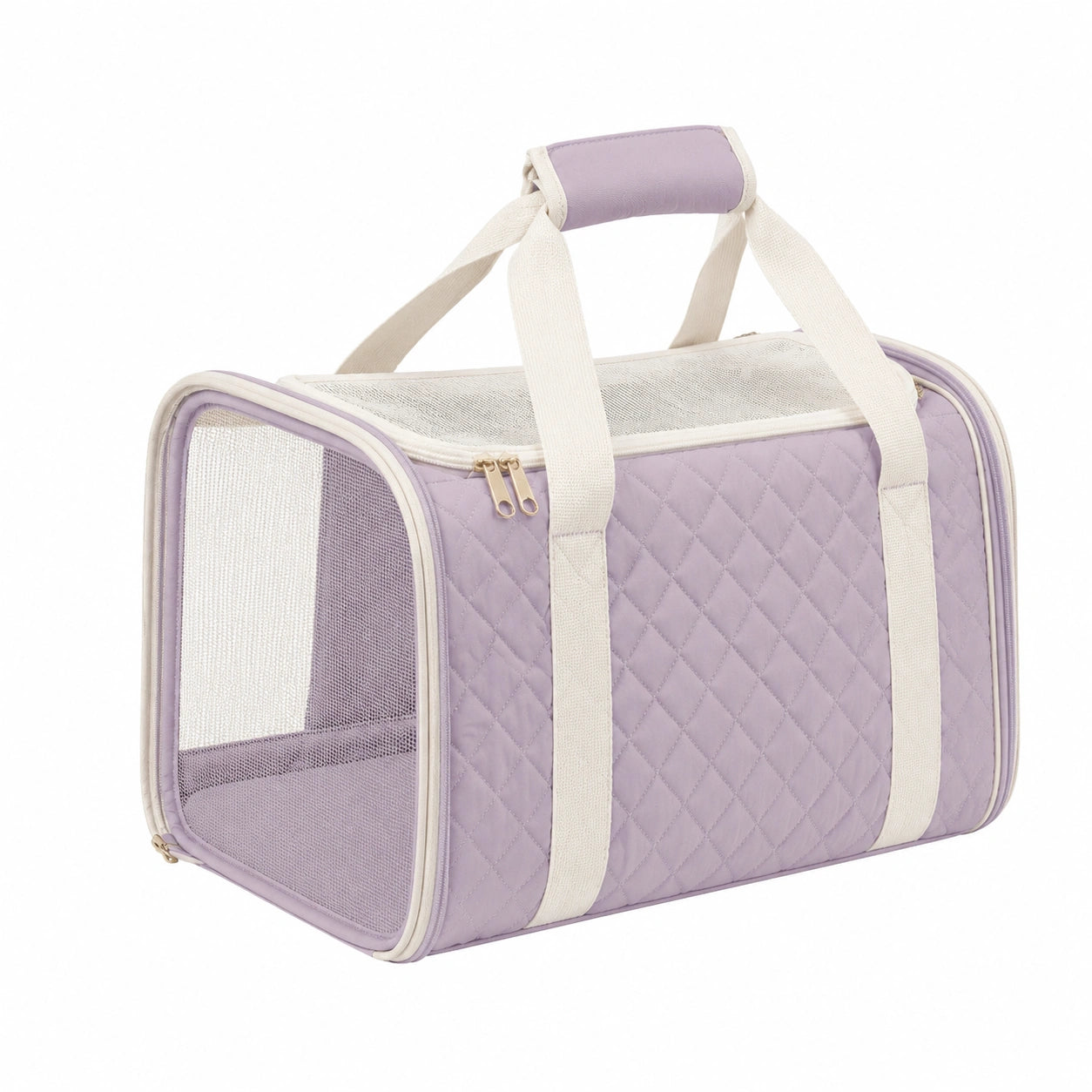 Tiertragetasche 45 x 28 x 28 cm aus Textil in Flieder mit Netzfenstern