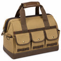 Werkzeugtasche 40 x 20 x 30 cm aus Textilgewebe in Khaki Braun mit Rei?verschluss im Vintage-Stil