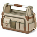 Werkzeugtasche 42 x 20 x 30 cm aus Textilgewebe Beige Gr¨¹n mit Aluminiumgriff und Schultergurt