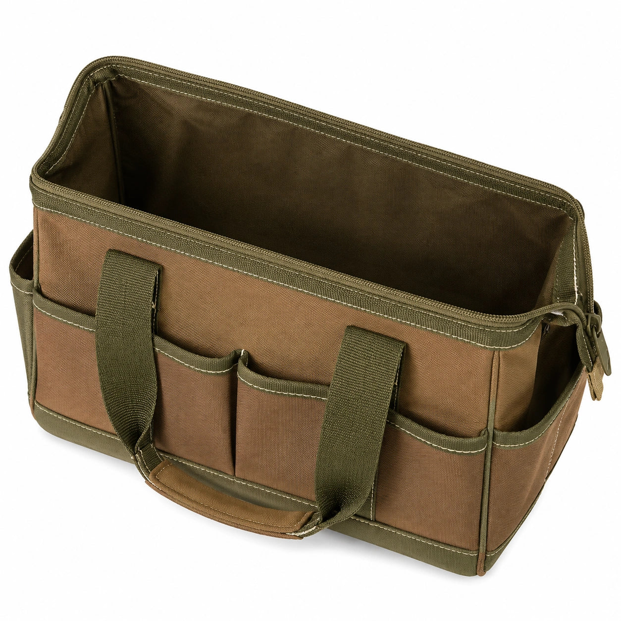 Werkzeugtasche 36 ¡Á 18 ¡Á 24 cm aus Gewebe Braun/Olivegr¨¹n mit Rei?verschluss und Au?entaschen
