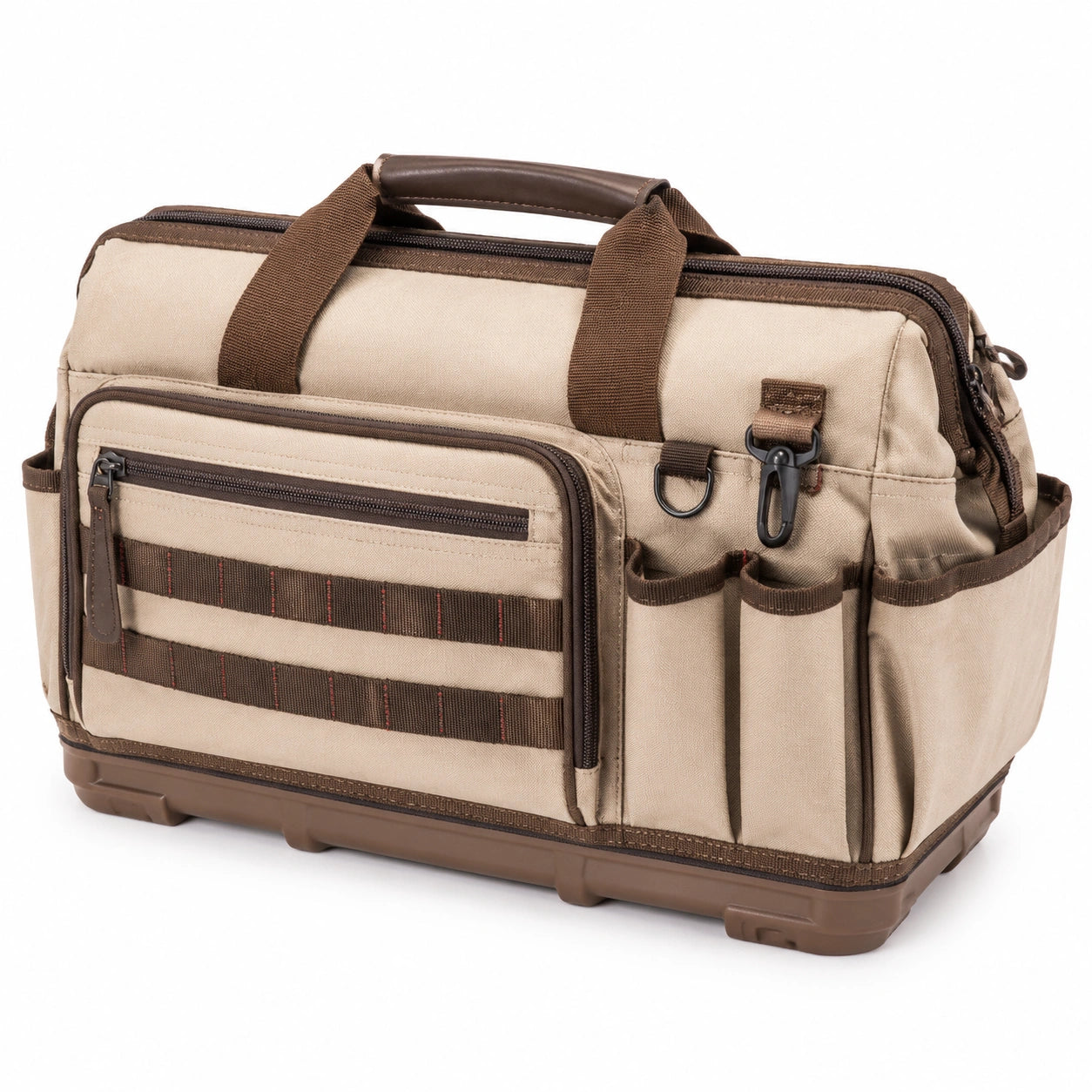 Werkzeugtasche 45 x 25 x 30 cm aus Textilgewebe Beige Braun mit Tragegriffen und F?chern